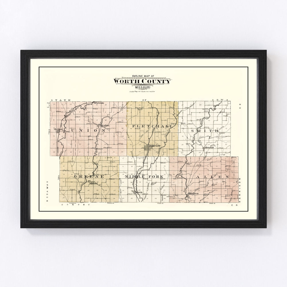 Worth County Vintage Map 1902
