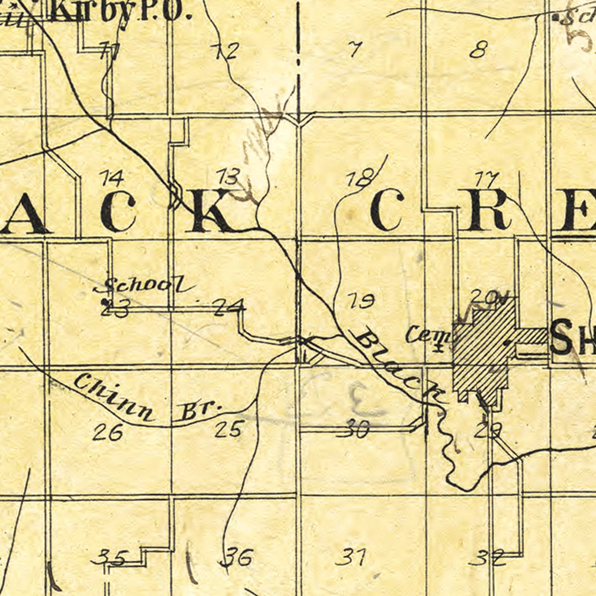 Restored historic details from the 1902 county map of Shelby County, Missouri