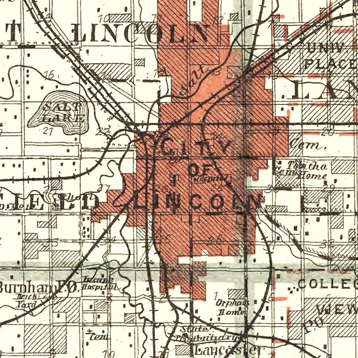 Restored historic details from the 1903 county map of Lancaster County, Nebraska
