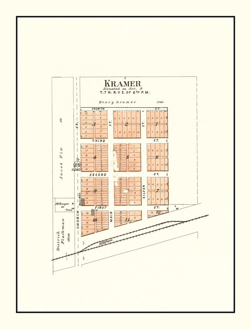 Size comparison using Vintage Map of Kramer, Nebraska 1903