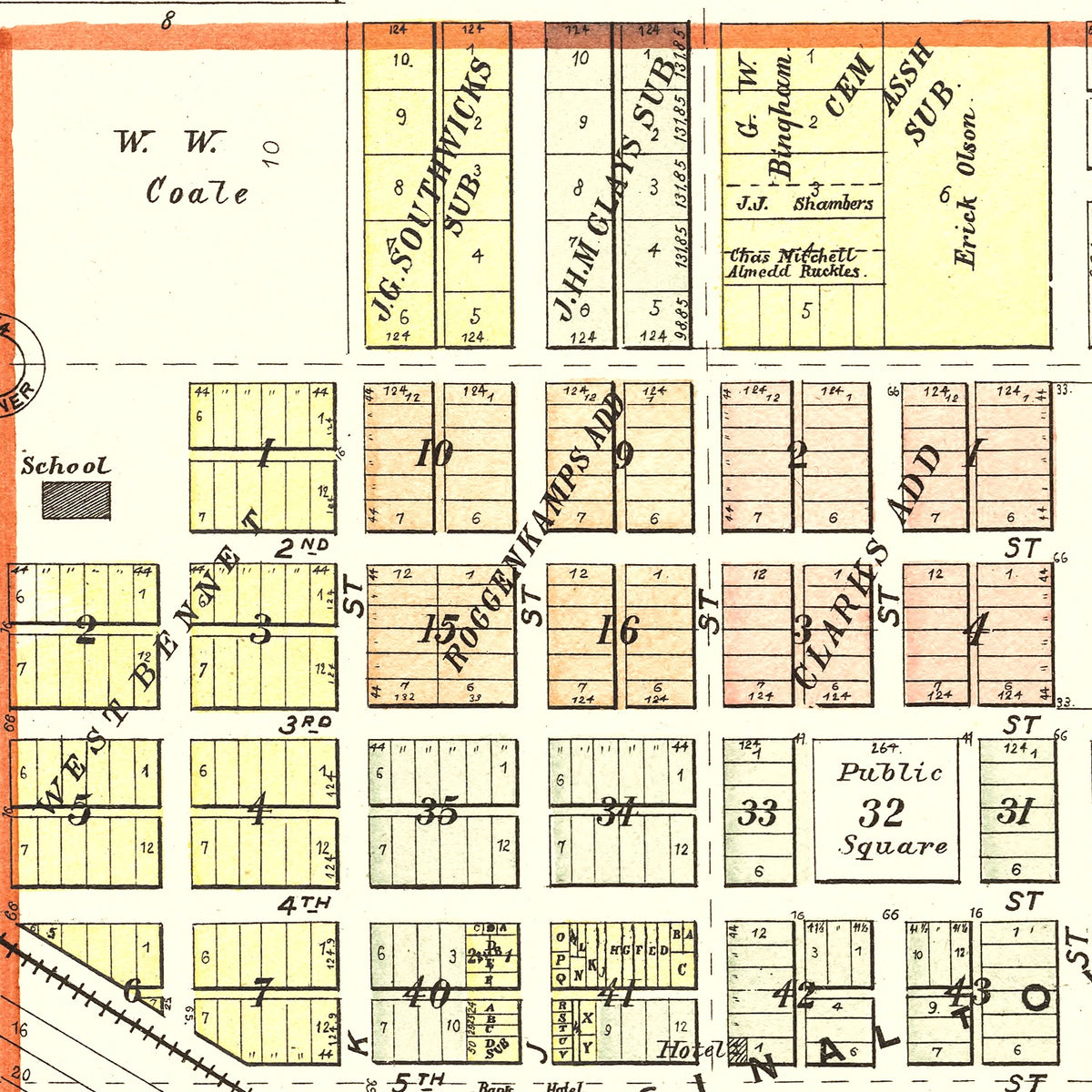 Restored historic details from the 1903 city map of Bennet, Nebraska