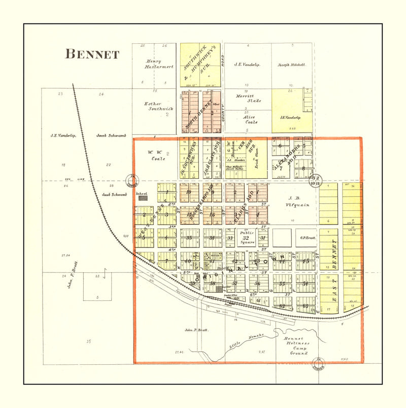 Size comparison using Vintage Map of Bennet, Nebraska 1903