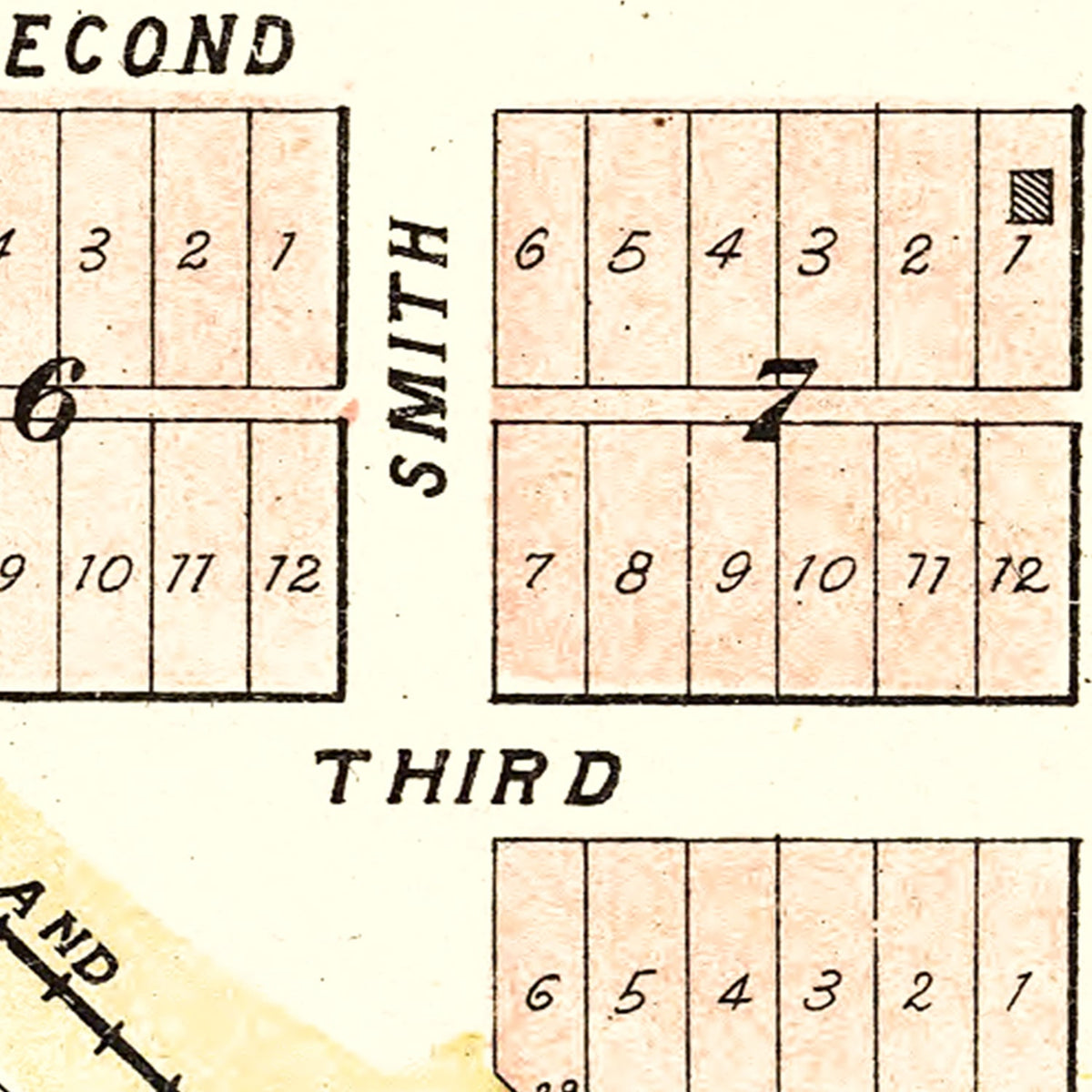 Restored historic details from the 1903 city map of Cheney, Nebraska