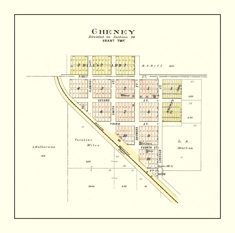 Vintage Map of Cheney, Nebraska 1903 print style example