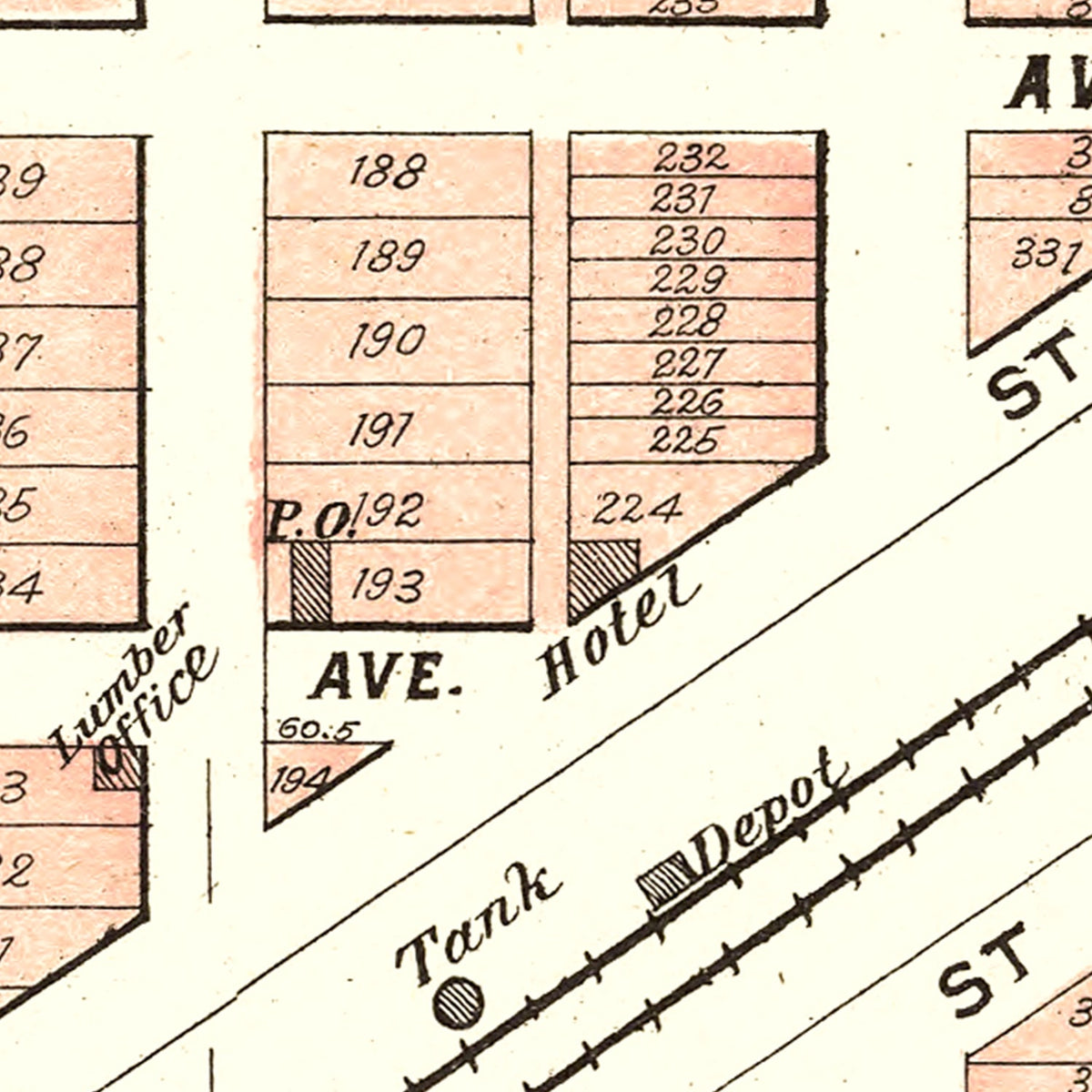 Restored historic details from the 1903 city map of Waverly, Nebraska