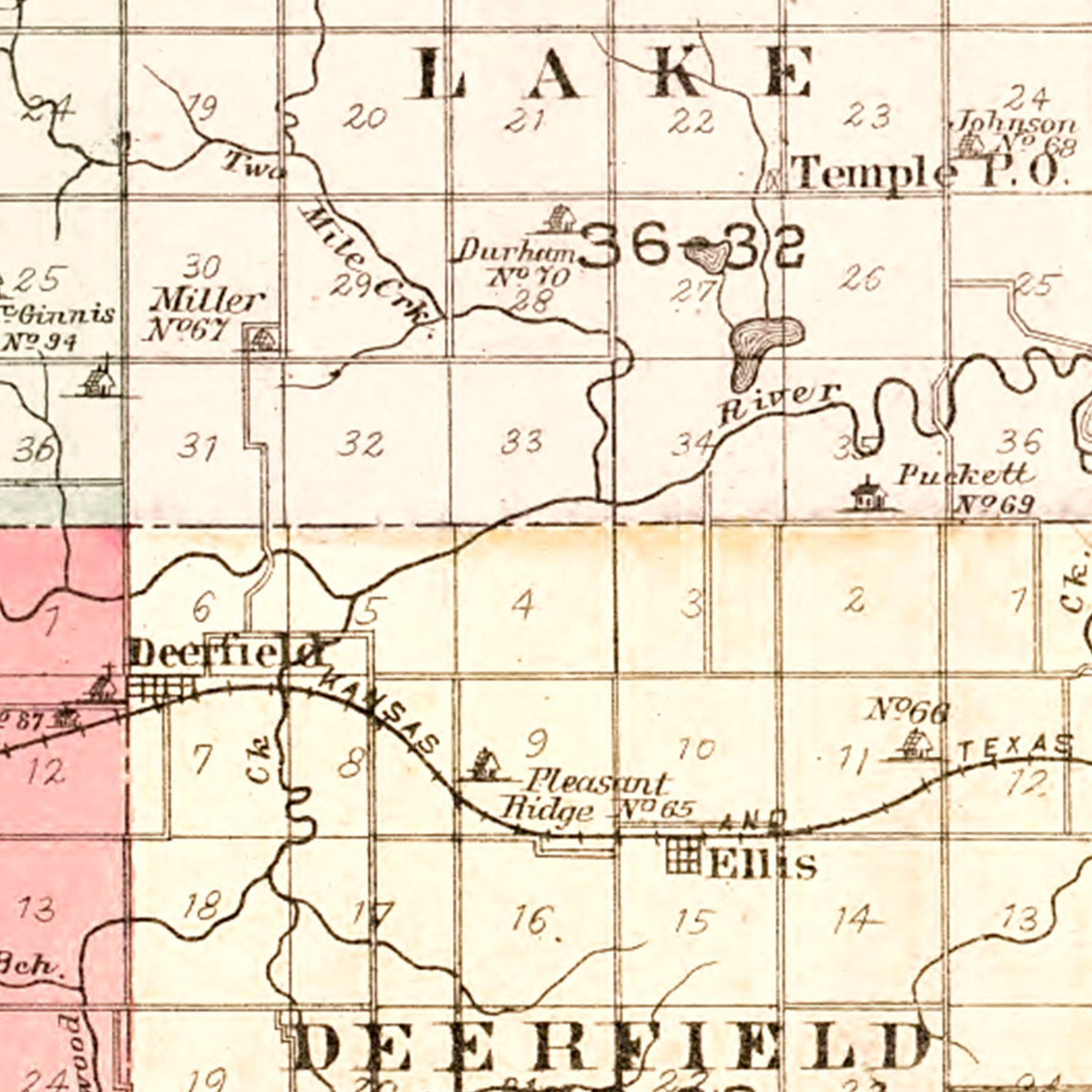 Restored historic details from the 1903 county map of Vernon County, Missouri