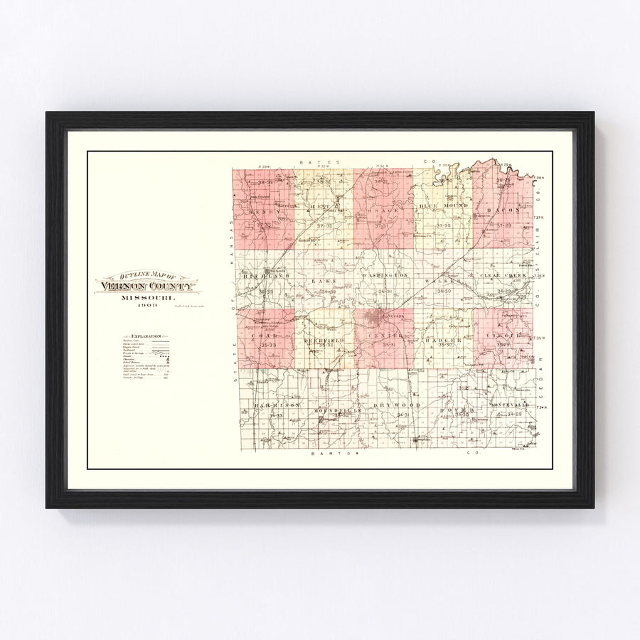 Vernon County Vintage Map 1903