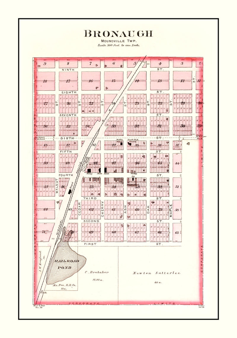 Size comparison using Vintage Map of Bronaugh, Missouri 1903