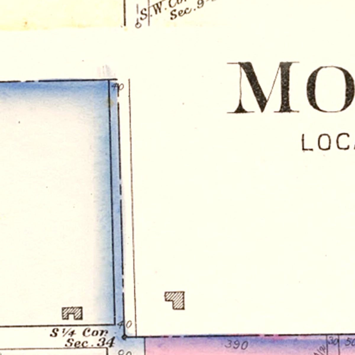 Restored historic details from the 1903 city map of Moundville, Missouri