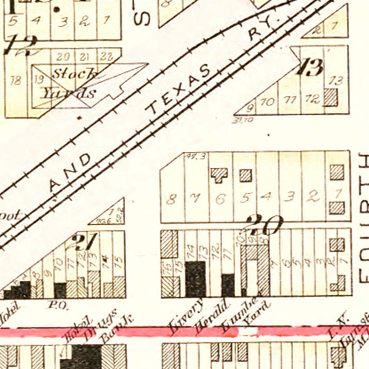 Restored historic details from the 1903 city map of Walker, Missouri