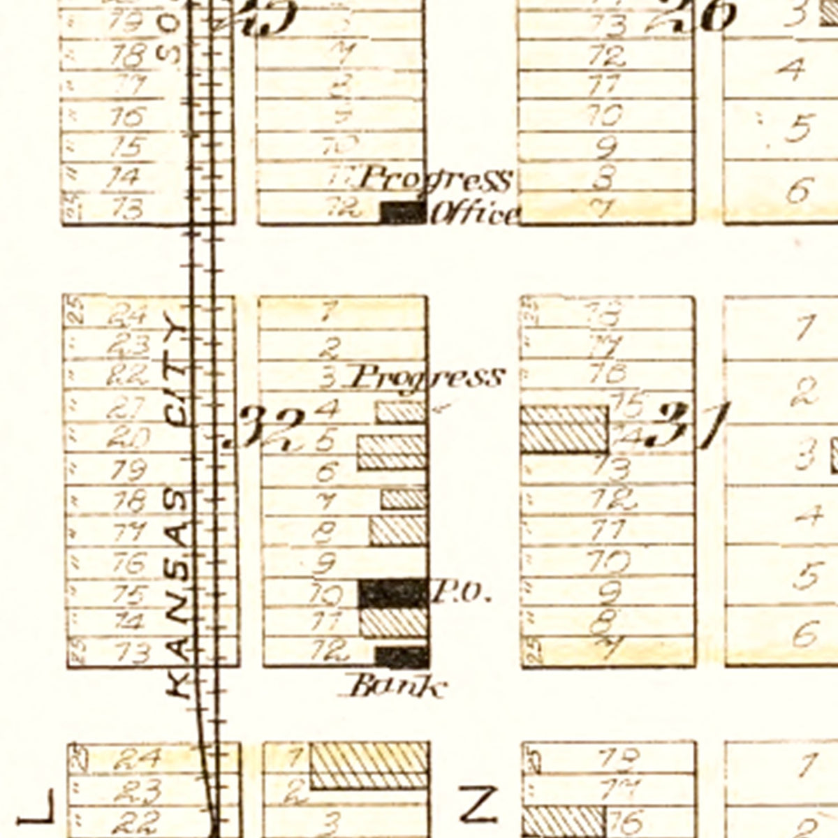 Restored historic details from the 1903 city map of Richards, Missouri