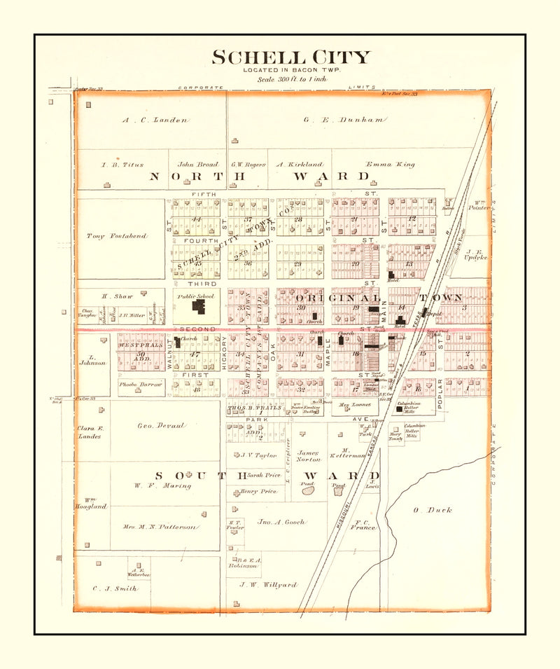 Size comparison using Vintage Map of Schell City, Missouri 1903