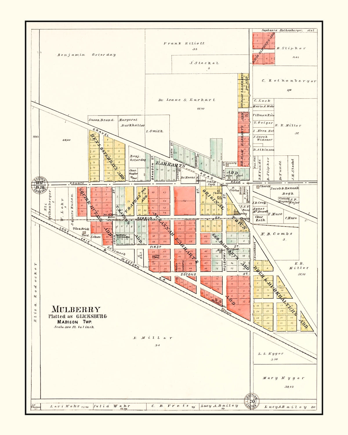 Preview of Vintage Map of Mulberry, Indiana 1903