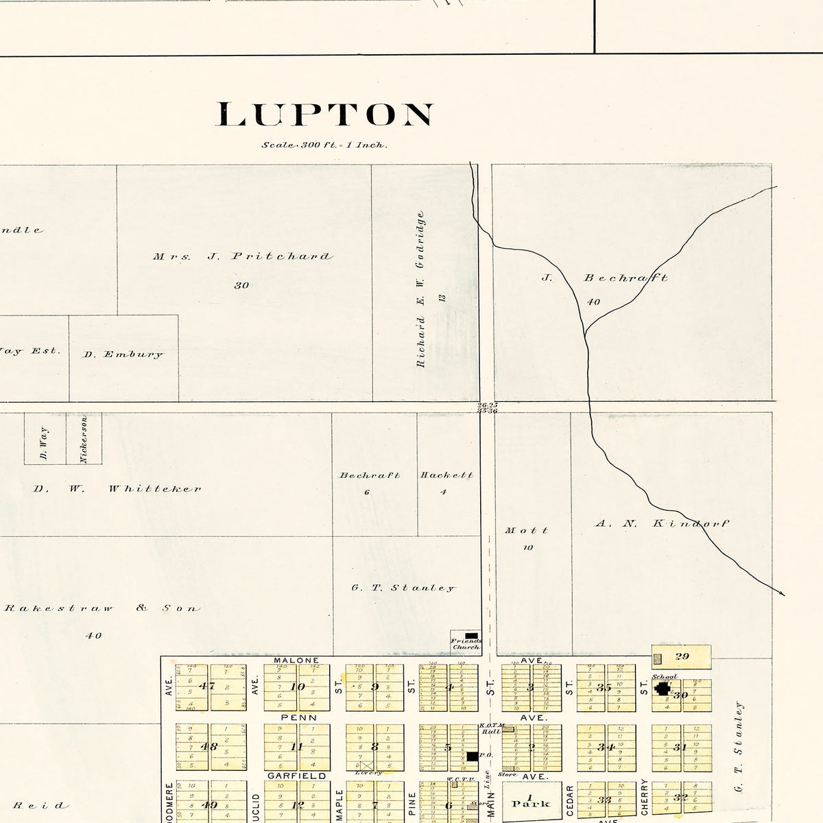 Restored historic details from the 1903 city map of South Branch, Michigan
