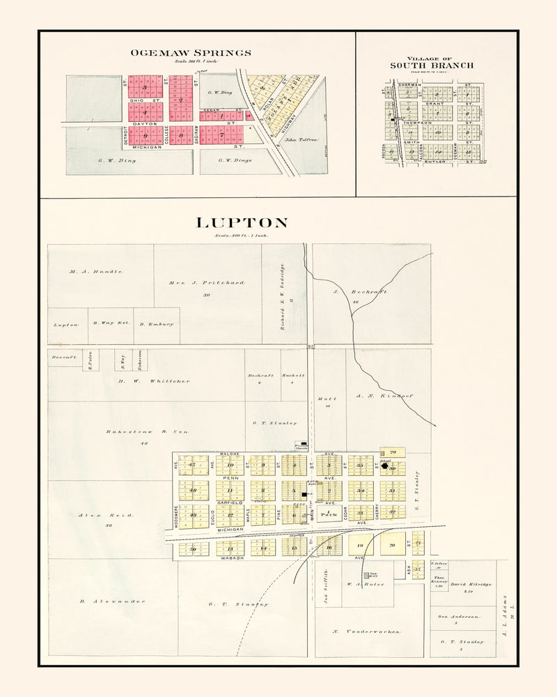 Size comparison using Vintage Map of South Branch, Michigan 1903