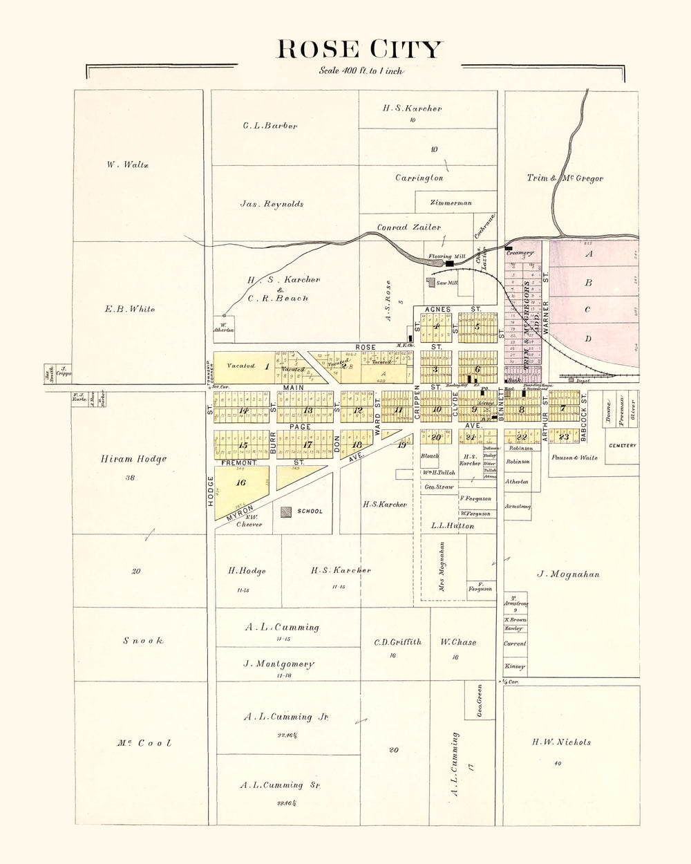 Vintage Map of Hill, Michigan 1903 print style example