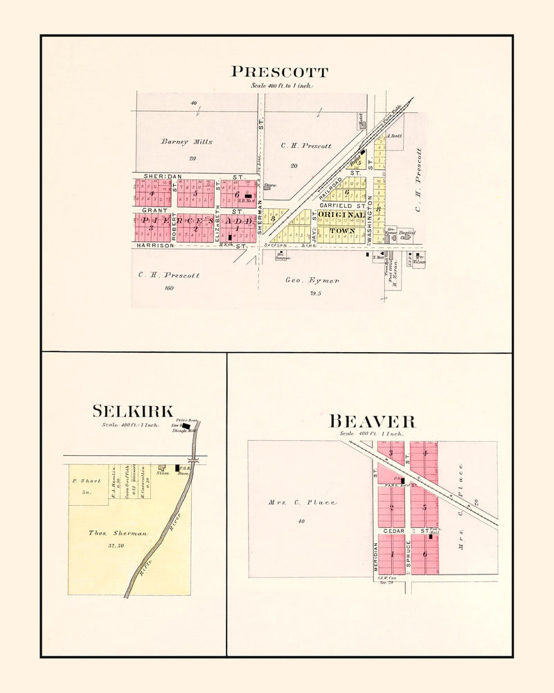 Size comparison using Vintage Map of West Branch, Michigan 1903