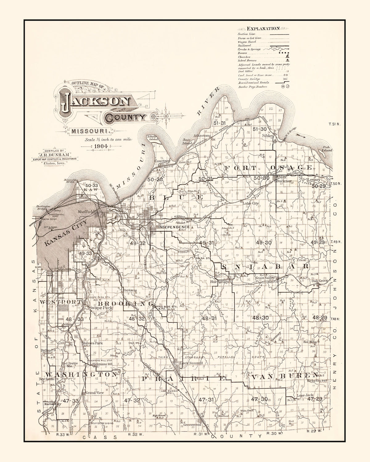 Preview of Vintage Map of Jackson County, Missouri 1904