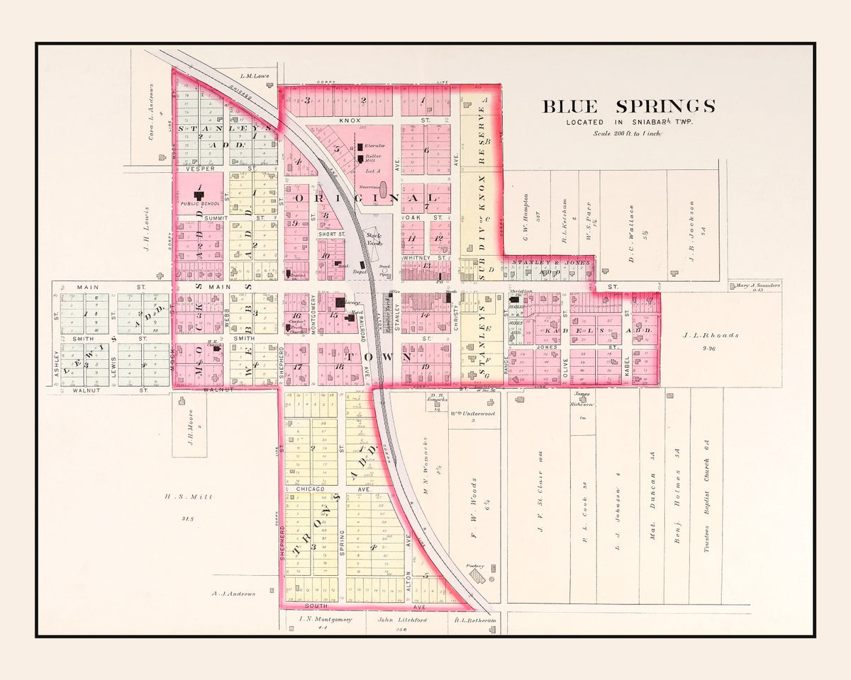 Preview of Vintage Map of Blue Springs, Missouri 1904