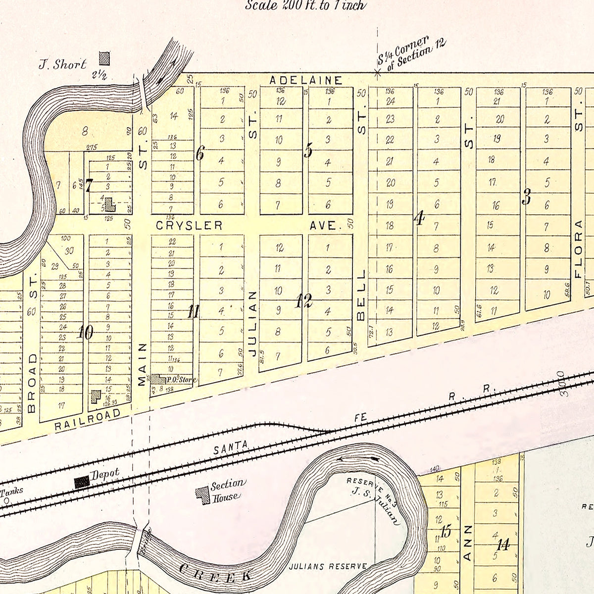 Restored historic details from the 1904 city map of Courtney, Missouri