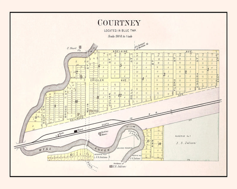 Size comparison using Vintage Map of Courtney, Missouri 1904