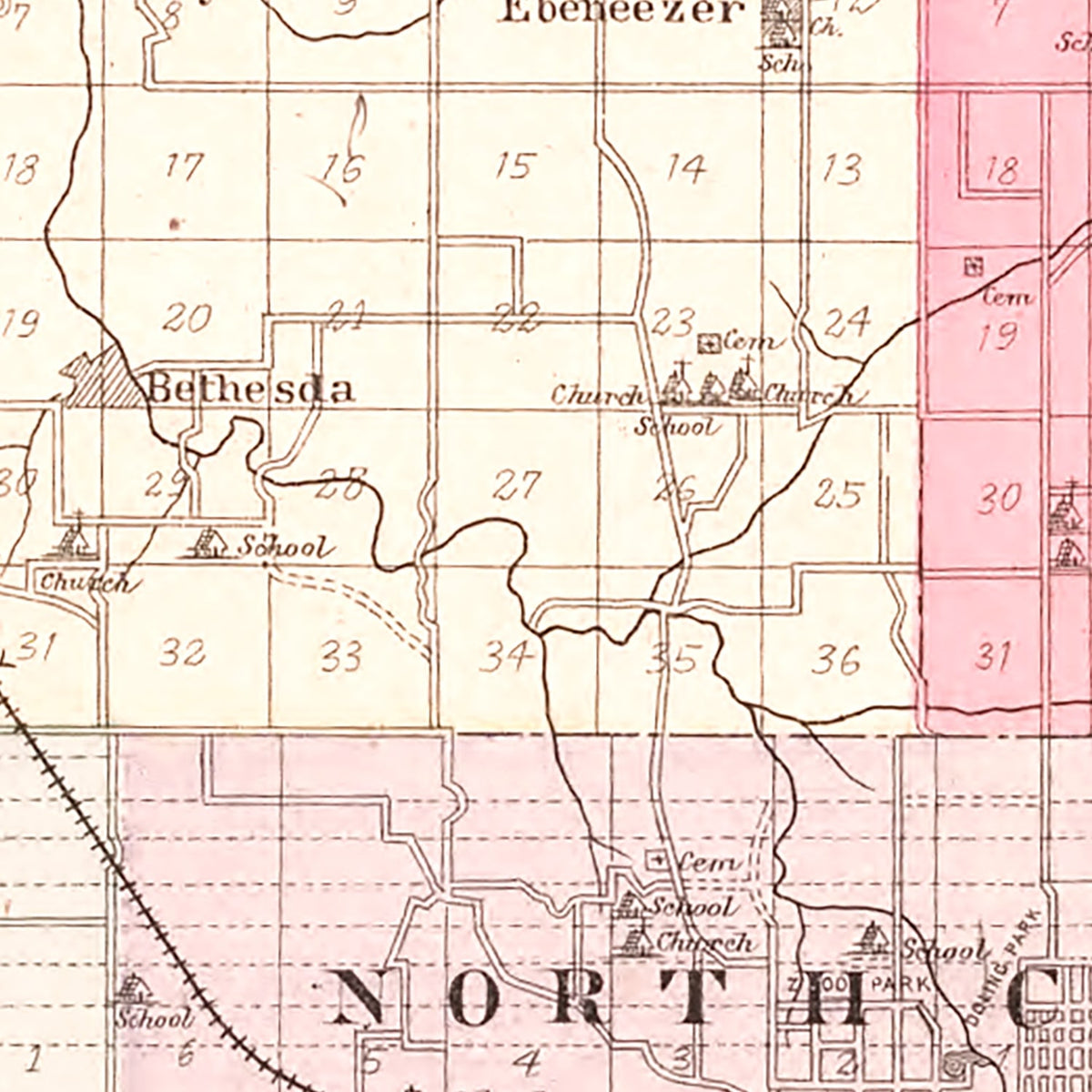 Restored historic details from the 1904 county map of Greene County, Missouri