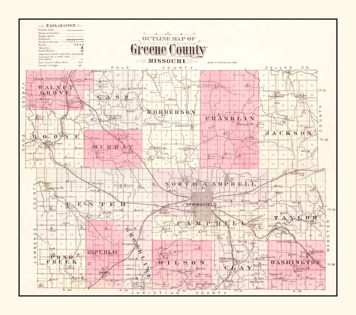 Preview of Vintage Map of Greene County, Missouri 1904