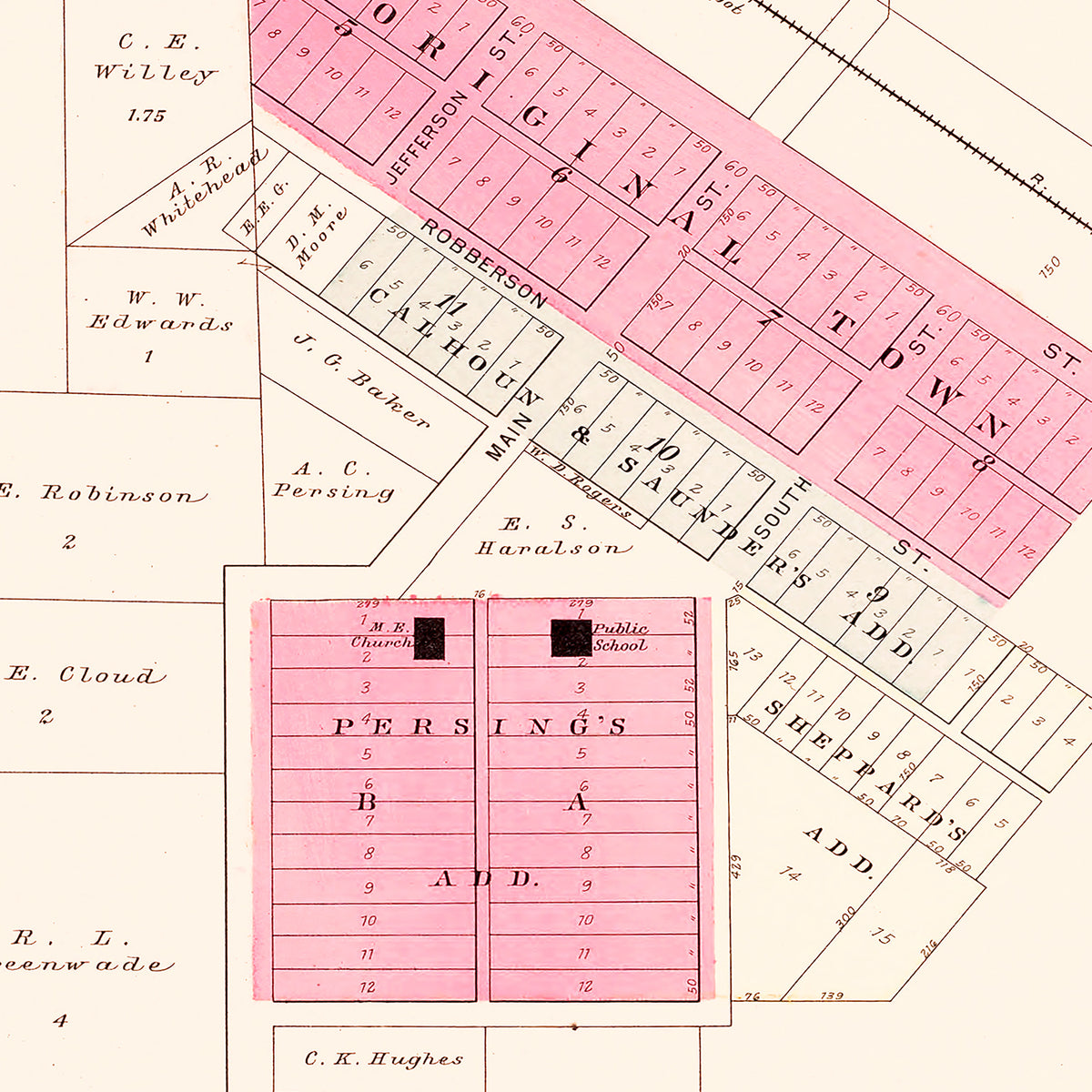 Restored historic details from the 1904 city map of Willard, Missouri