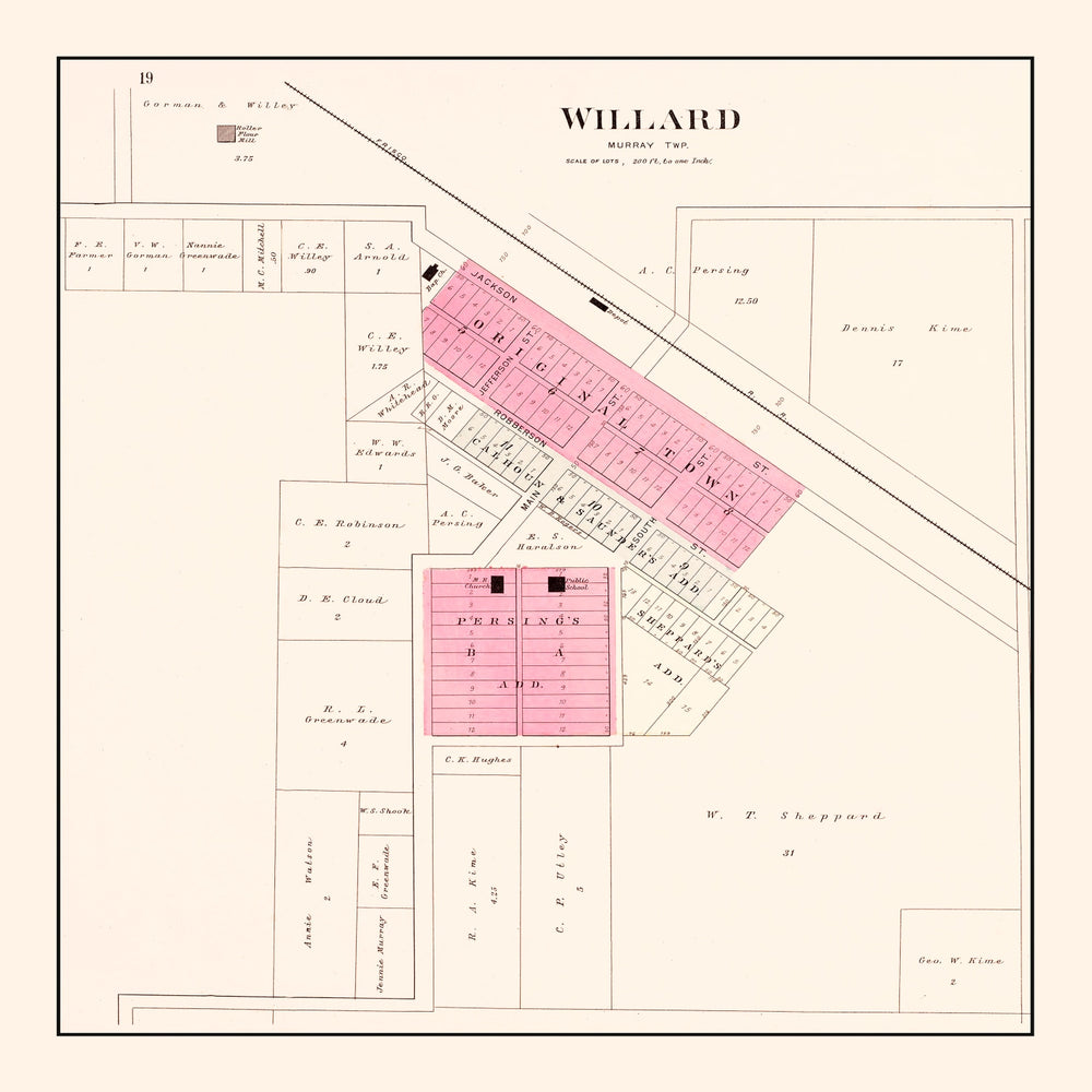 Vintage Map of Willard, Missouri 1904 print style example
