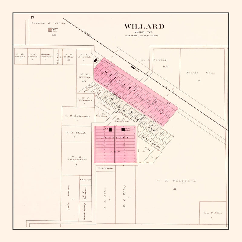 Size comparison using Vintage Map of Willard, Missouri 1904