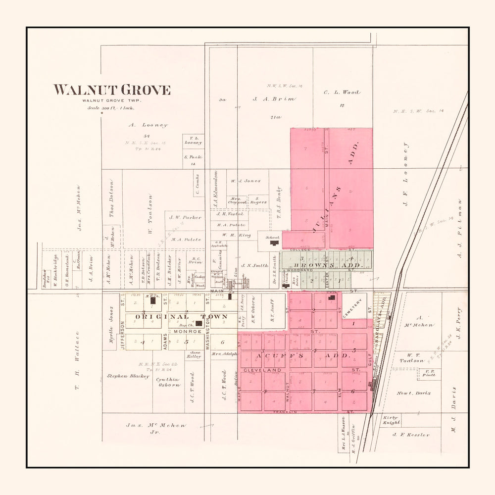 Vintage Map of Walnut Grove, Missouri 1904 print style example
