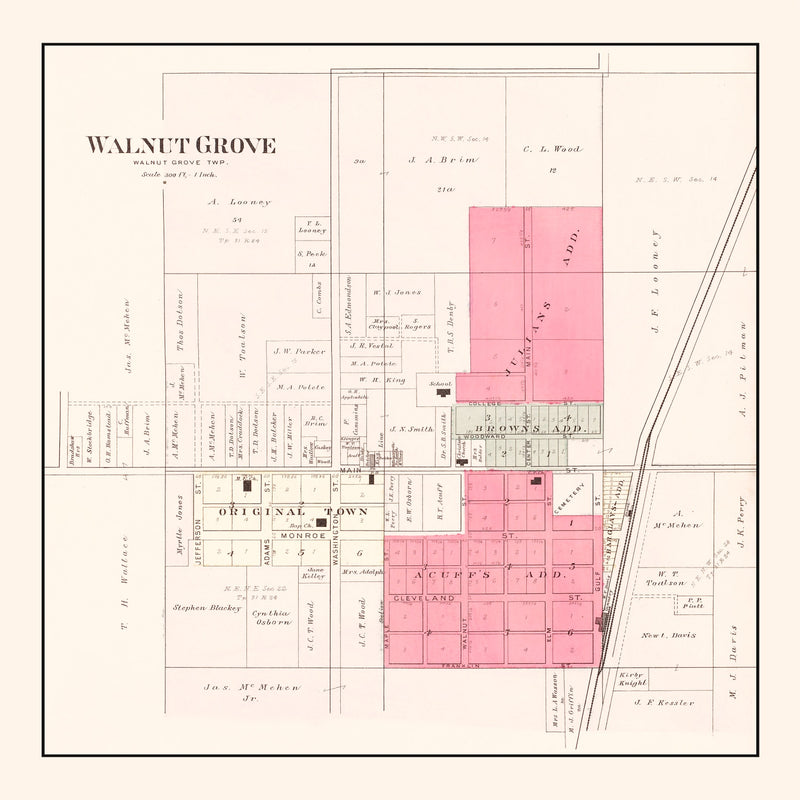 Size comparison using Vintage Map of Walnut Grove, Missouri 1904