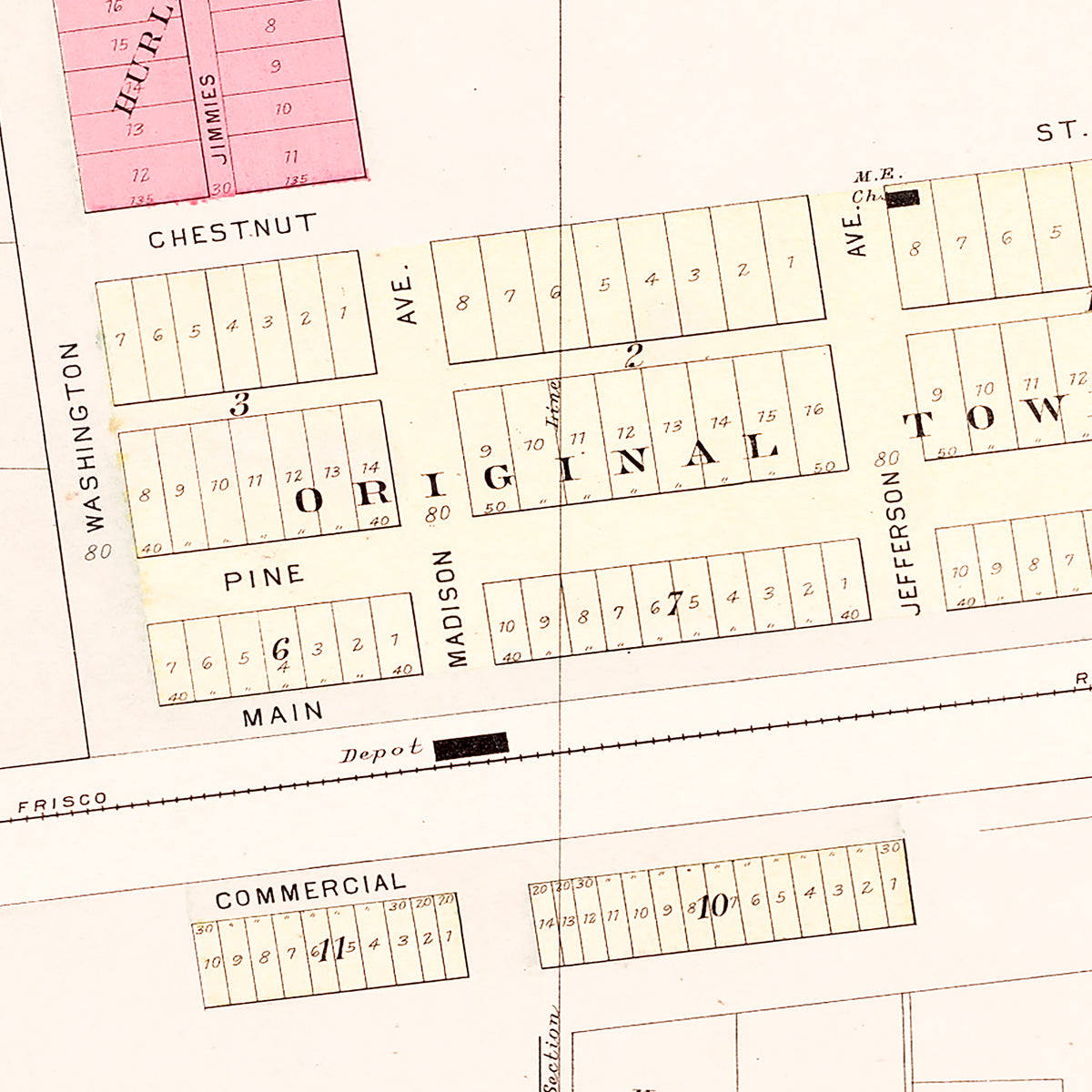 Restored historic details from the 1904 city map of Strafford, Missouri