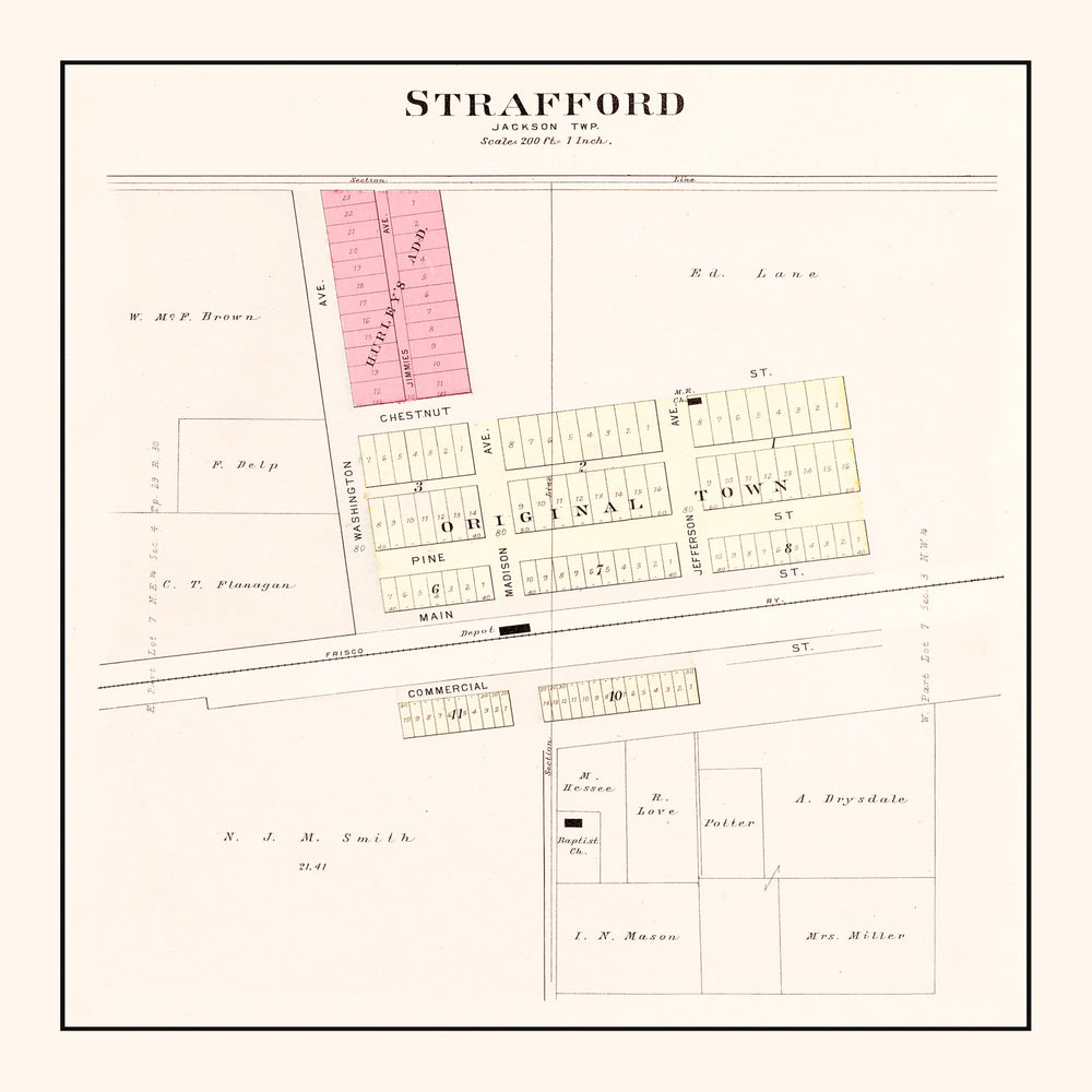Vintage Map of Strafford, Missouri 1904 print style example