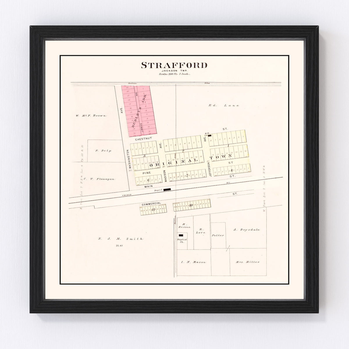 Strafford Vintage Map 1904