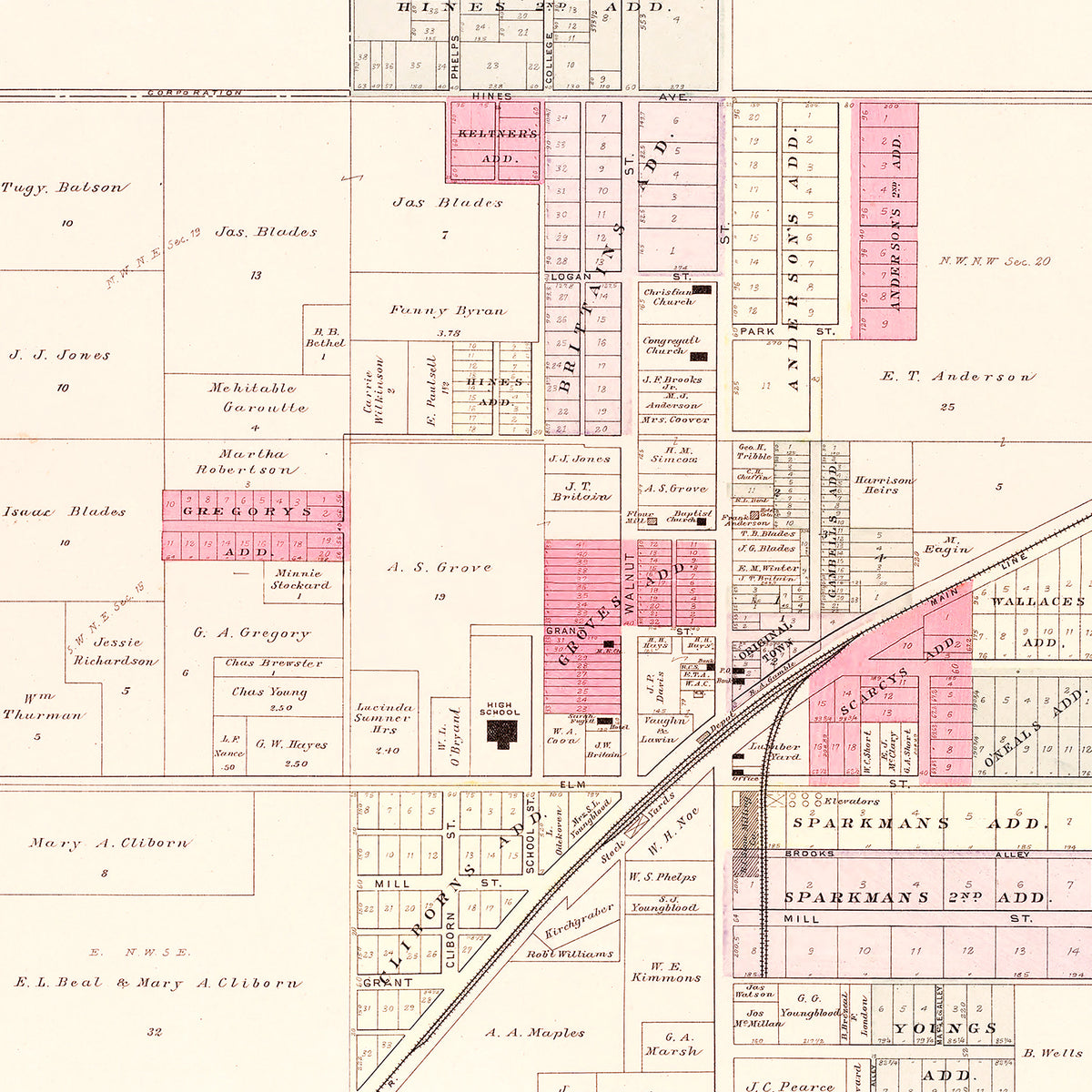 Restored historic details from the 1904 city map of Republic, Missouri