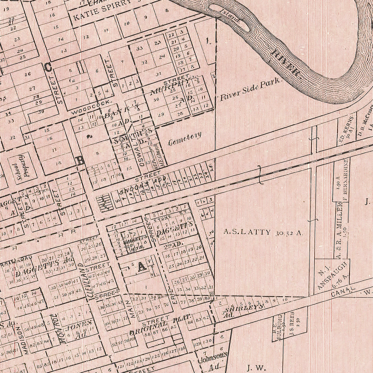 Restored historic details from the 1905 city map of Antwerp, Ohio