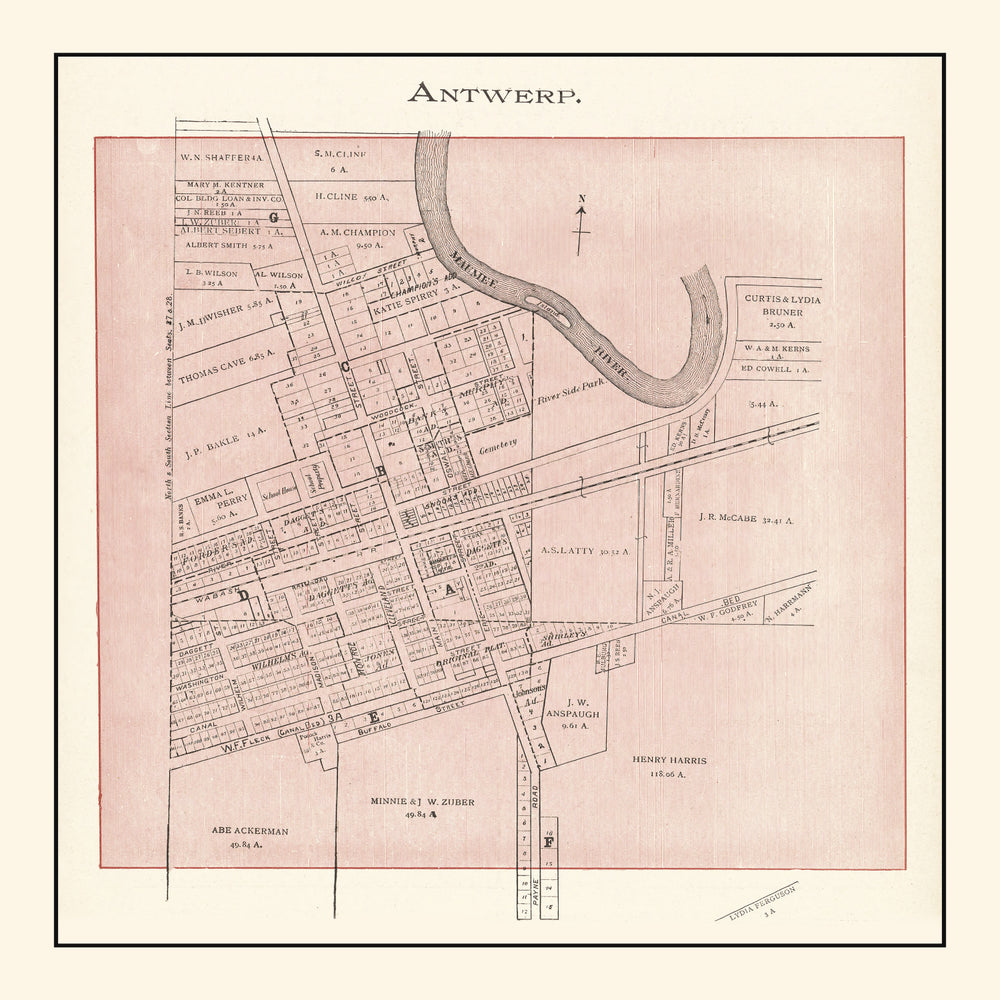 Vintage Map of Antwerp, Ohio 1905 print style example
