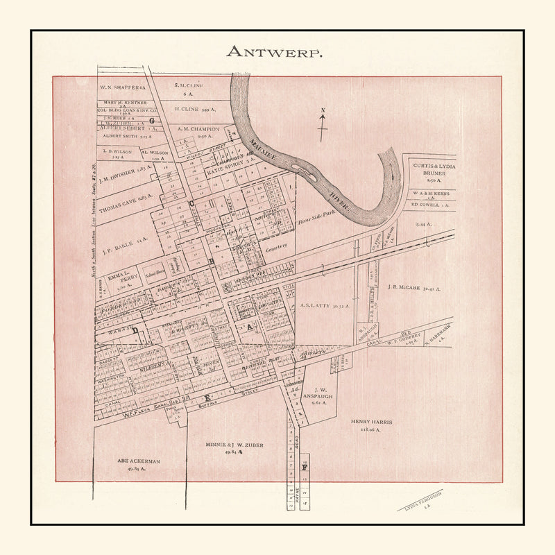 Size comparison using Vintage Map of Antwerp, Ohio 1905