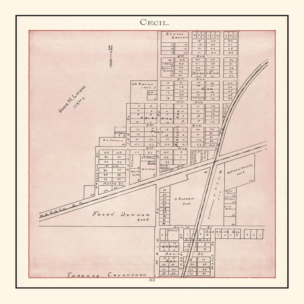 Vintage Map of Cecil, Ohio 1905 print style example