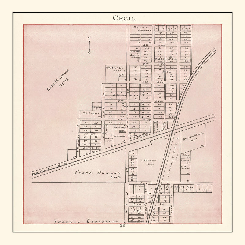 Size comparison using Vintage Map of Cecil, Ohio 1905