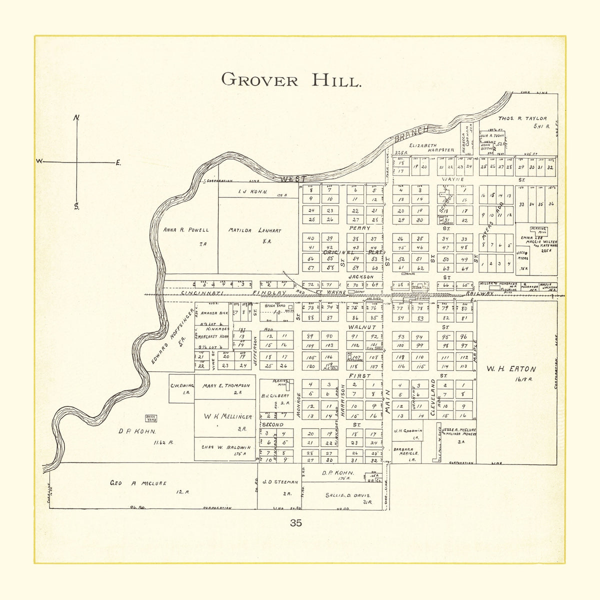Preview of Vintage Map of Grover Hill, Ohio 1905