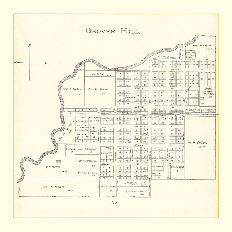 Size comparison using Vintage Map of Grover Hill, Ohio 1905