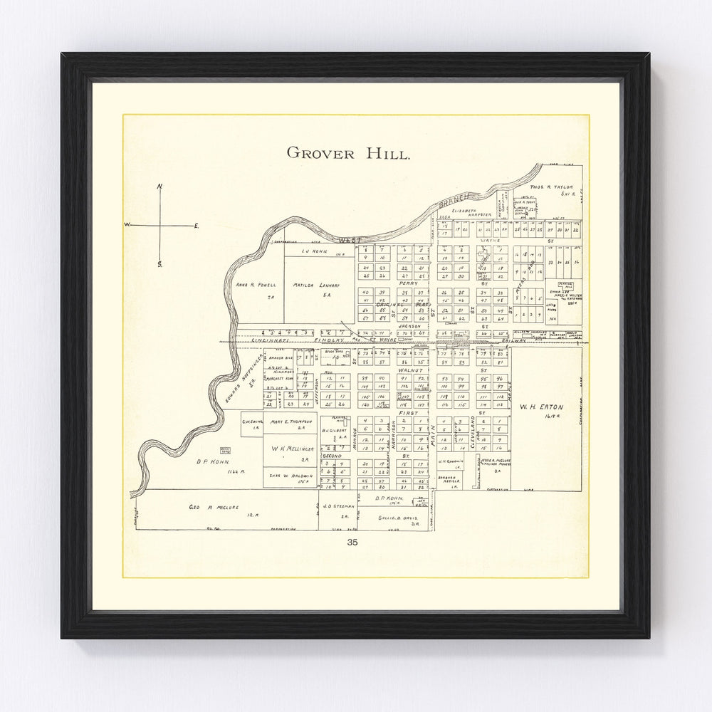 Grover Hill Vintage Map 1905