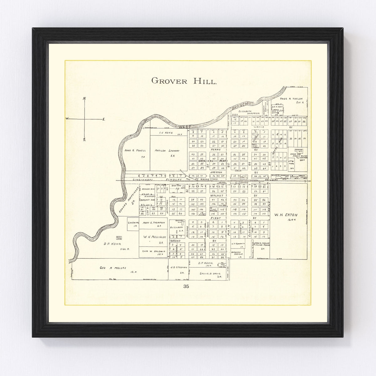 Grover Hill Vintage Map 1905