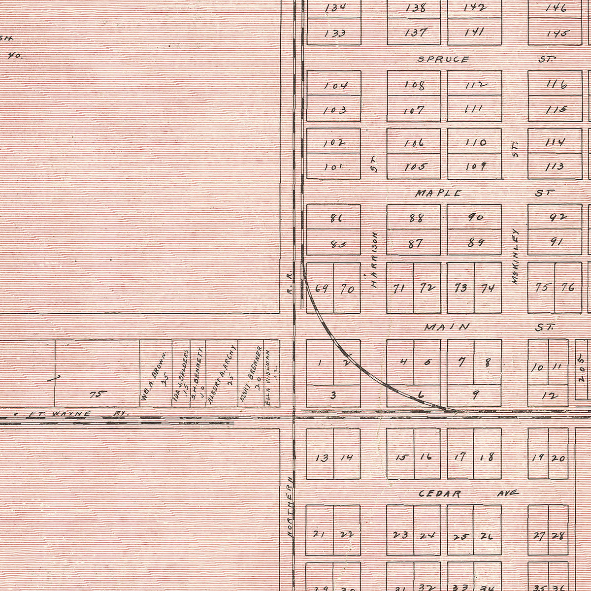 Restored historic details from the 1905 city map of Haviland, Ohio