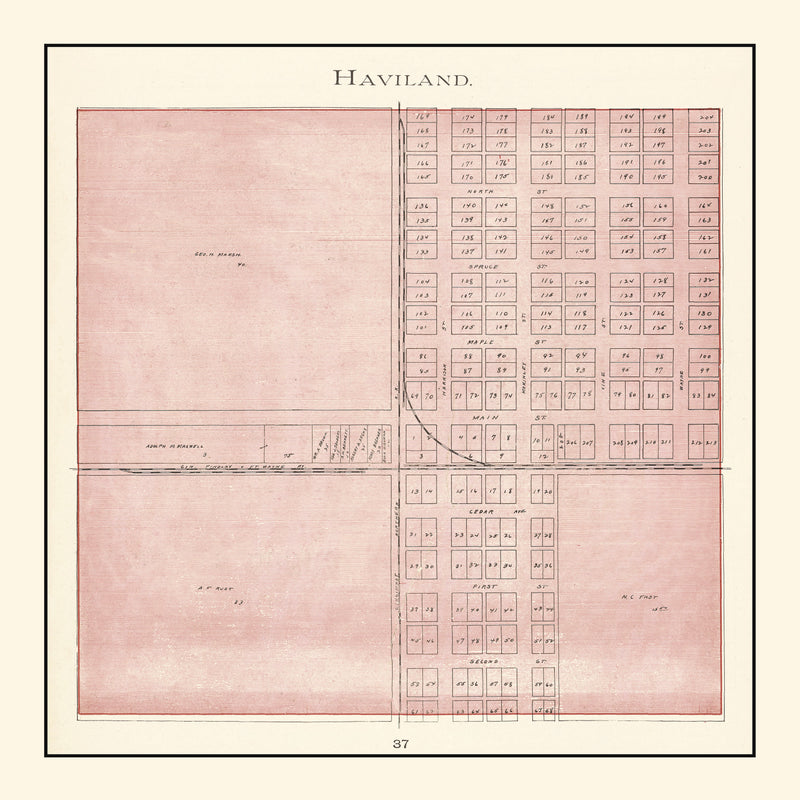 Size comparison using Vintage Map of Haviland, Ohio 1905