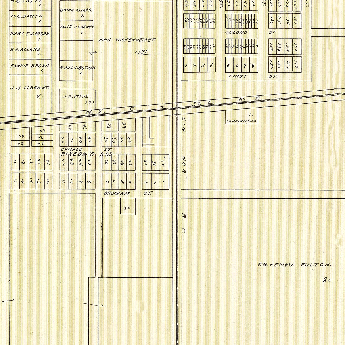 Restored historic details from the 1905 city map of Latty, Ohio
