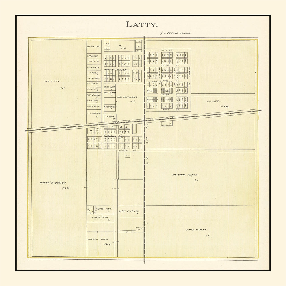 Vintage Map of Latty, Ohio 1905 print style example