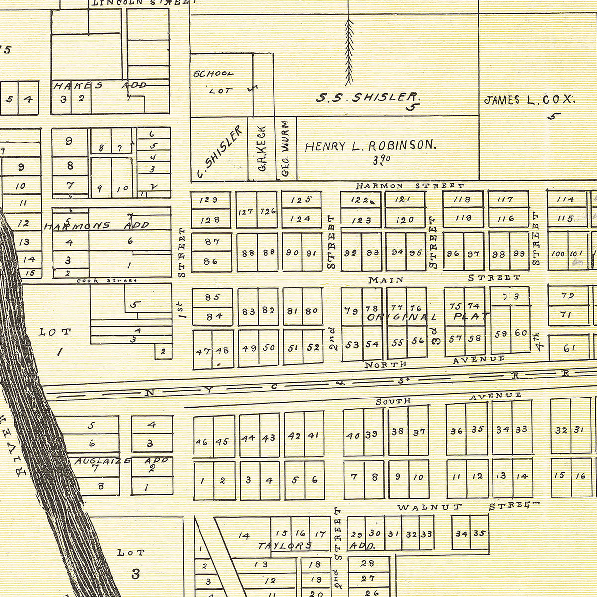 Restored historic details from the 1905 city map of Oakwood, Ohio